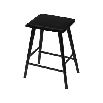 Peroni MidCentury Classic Saddle-Seat Solid Wood/Vegan Leather Backless Counter Stool with Removeable Cushion